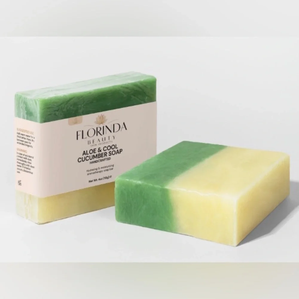 Florinda Beauty - Aloe & Cool Cucumber Soap - Green and Yellow